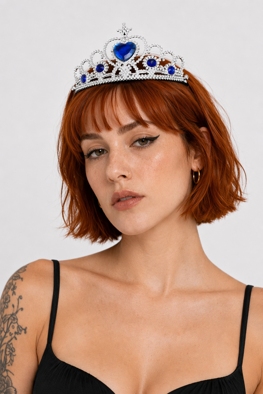 Rhinestone Embellished Gemstone Princess Tiara Navy