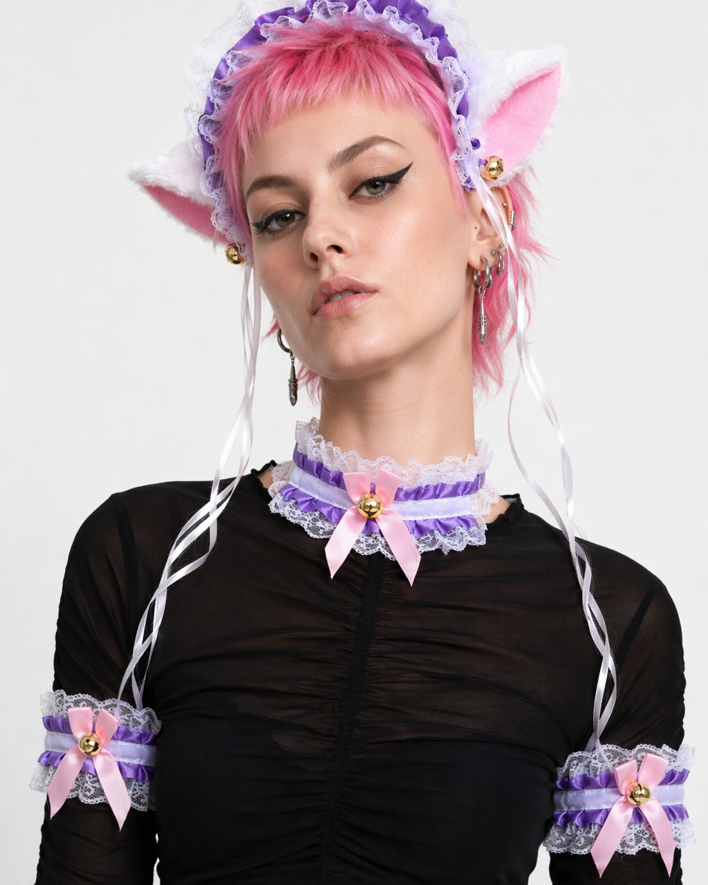 Neko Kitty Cat Complete Set with Headband, Collar, and Bracelets 6
