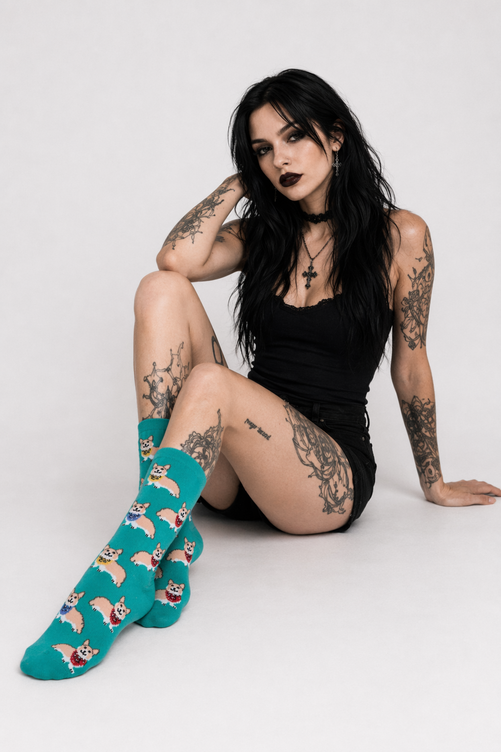 Vibrant Angel Kitten Socks for Kawaii Fashion Lovers Shiba Dog