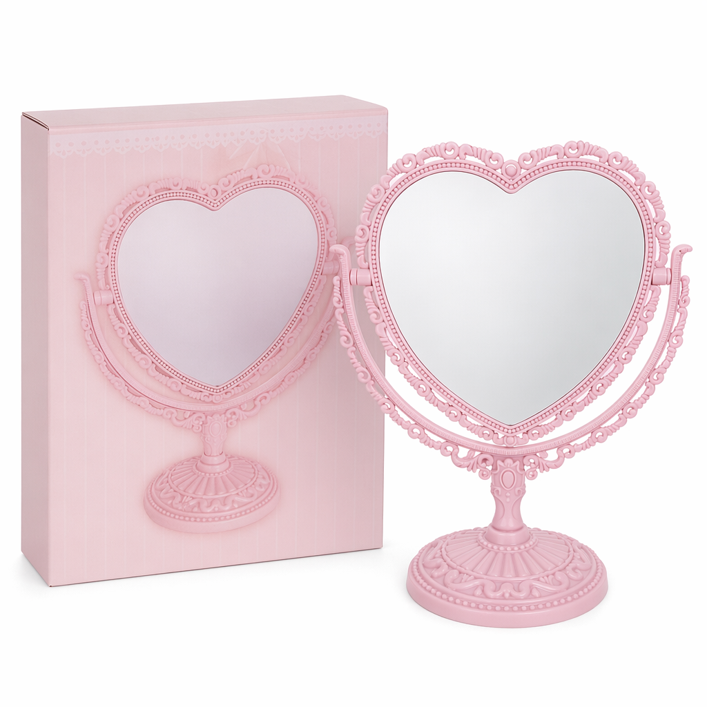 Pastel Heart Shaped Makeup Mirrors for Cosparty Bedrooms Pink