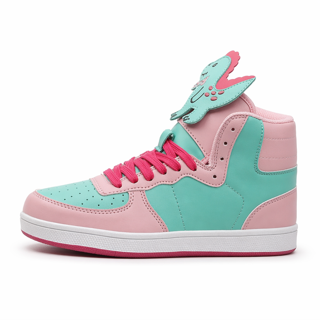 Harajuku High Top Sneakers with Pastel Dinosaur Design 4