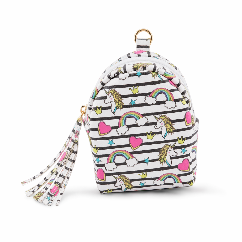 Pastel Unicorn Wallet with Secure Zipper Closure Striped