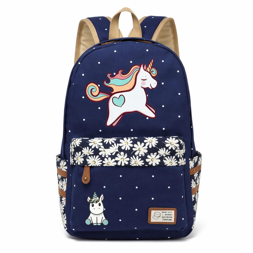 Kawaii Everyday Backpack in Various Styles and Colors Navy Blue 1