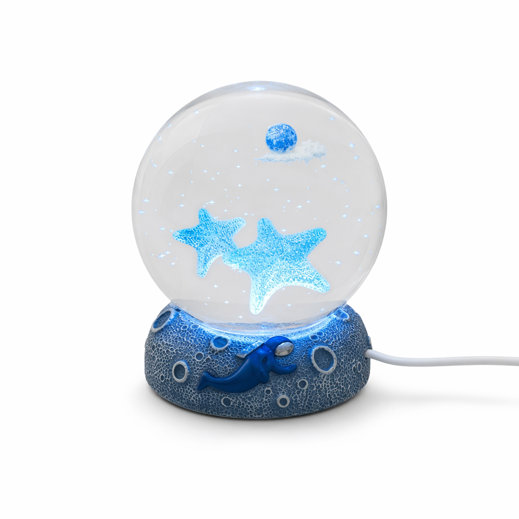 LED Aquamarine Life Snowglobe for Enchanting Underwater Ambiance Starfish