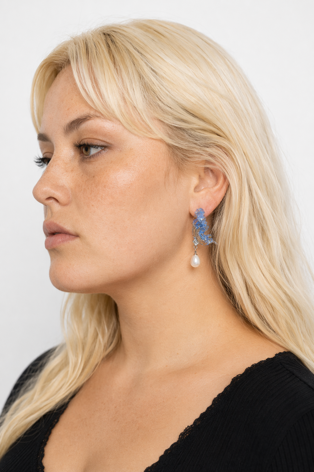 Dainty Crescent Moon Crystal Earrings with Rhinestones and Gems Butterfly Wings