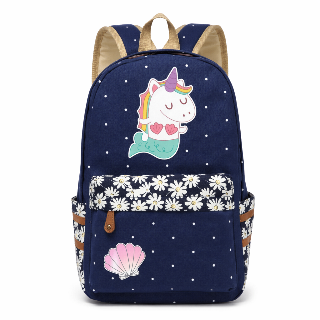 Kawaii Mermaid and Sea Creature Backpacks in Fun Designs Navy Blue 4