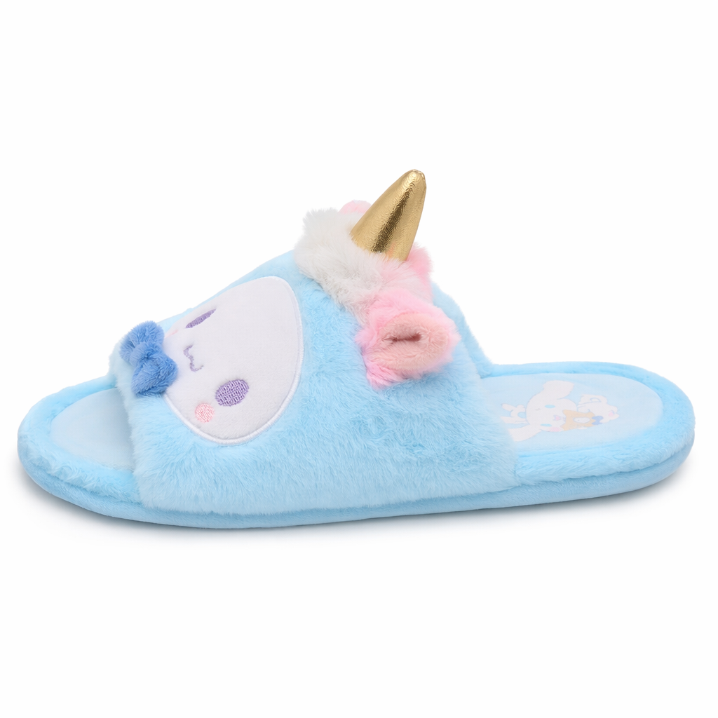 Kawaii Fluffy Sanrio Unicorn Character Slippers for Cozy Comfort Blue Cinnamoroll