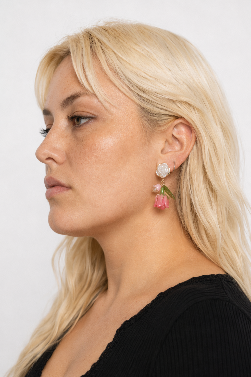 Dainty Tulip Flower Earrings with Gold Details and Backings Default Title