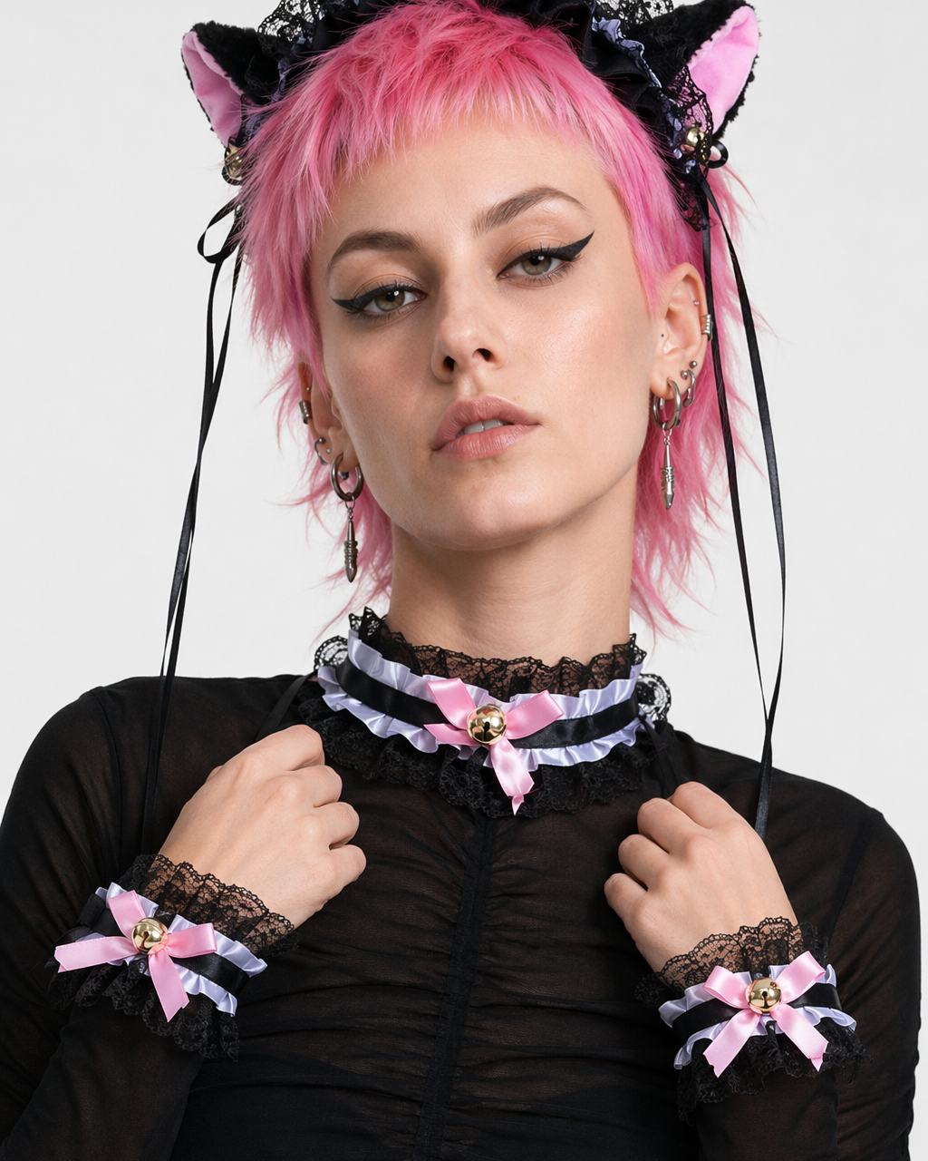 Neko Kitty Cat Complete Set with Headband, Collar, and Bracelets 7
