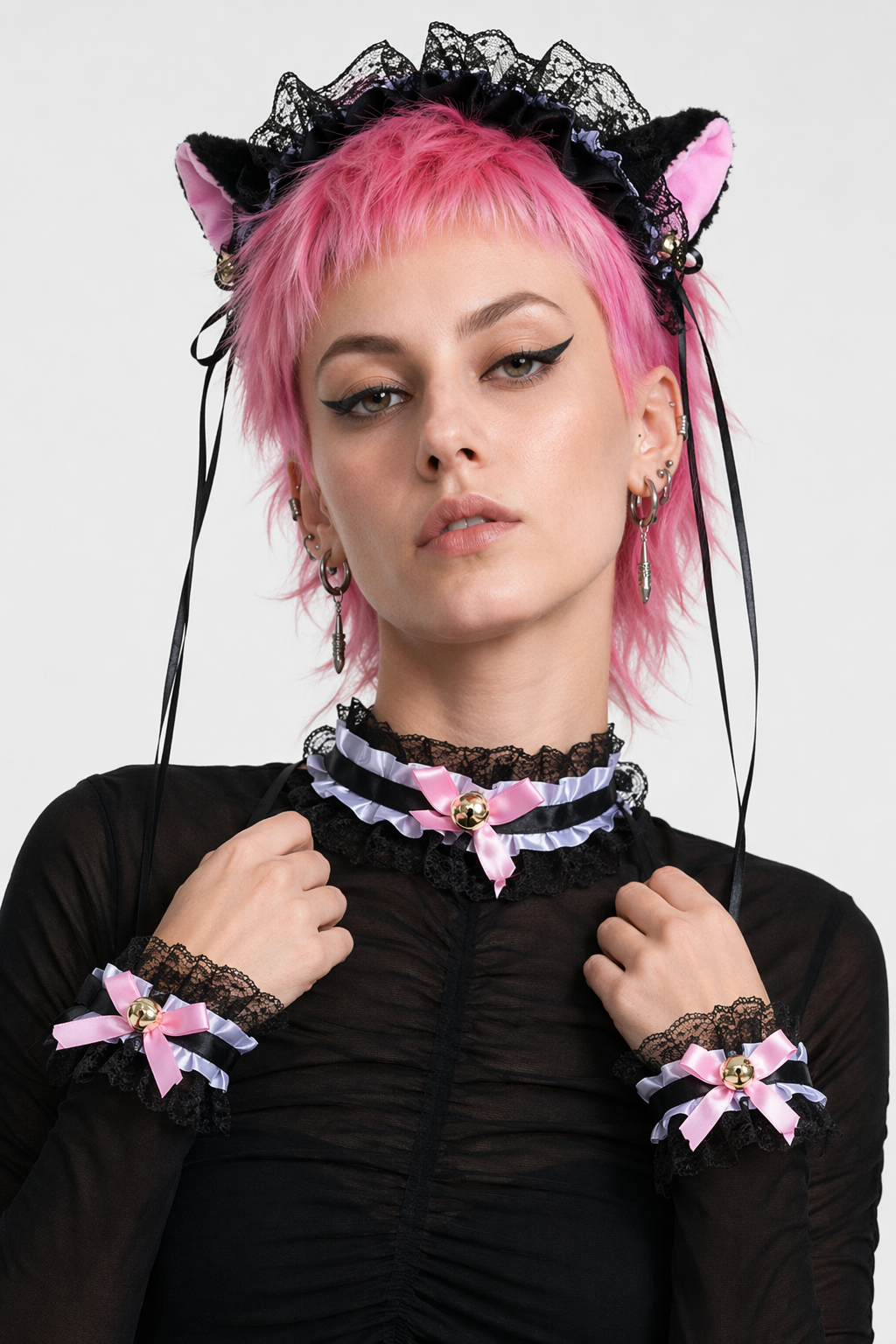 Neko Kitty Cat Complete Set with Headband, Collar, and Bracelets 7