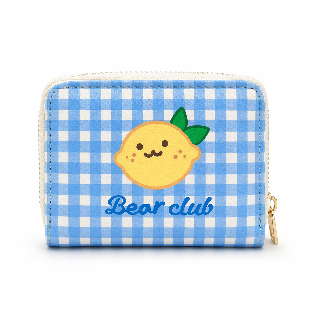 Tiny Plaid Animal Wallet for Kawaii Lovers Blue Chick