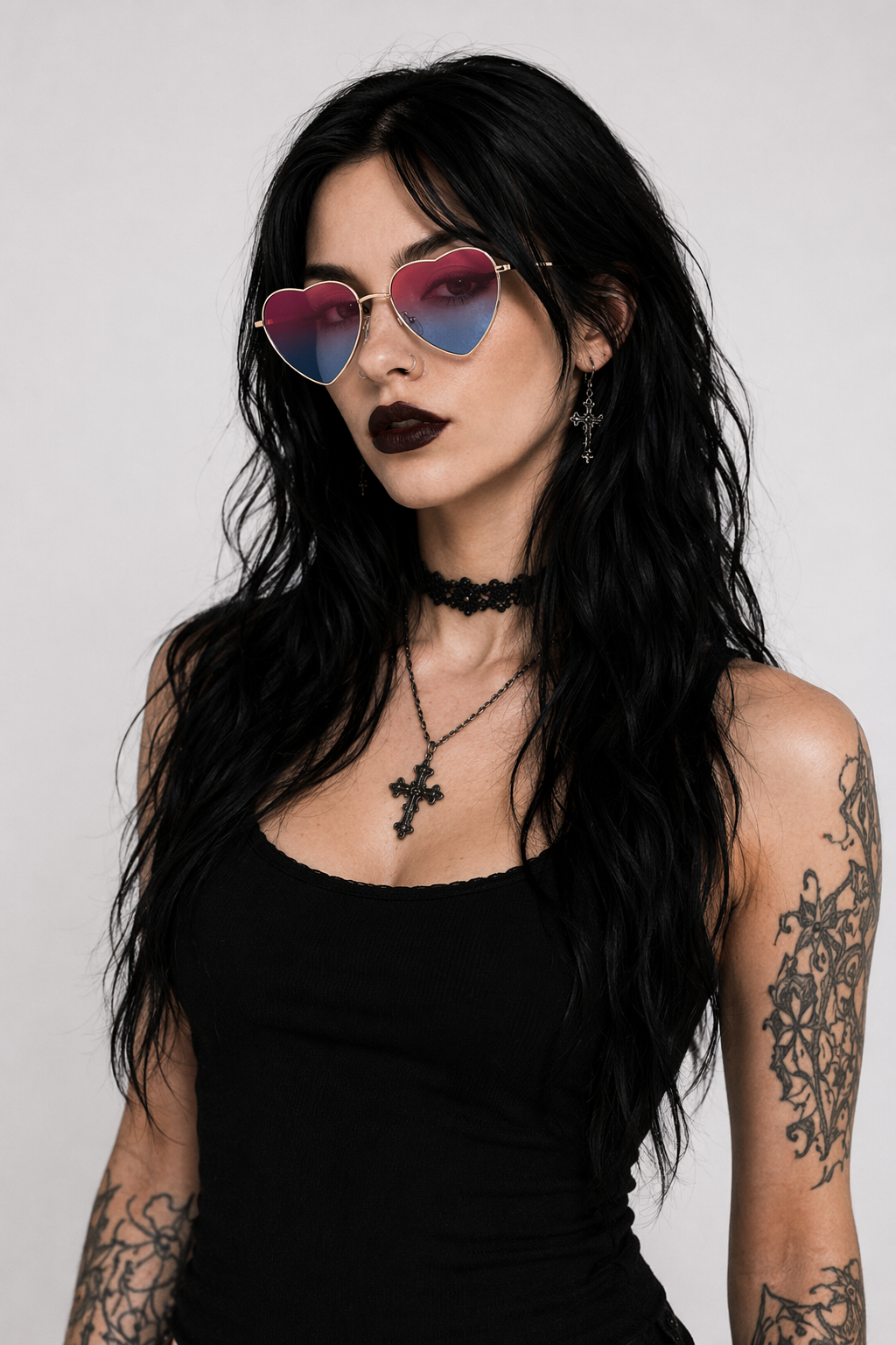 Chic Heart Shaped Aviator Sunglasses in Various Colors Blue Pink
