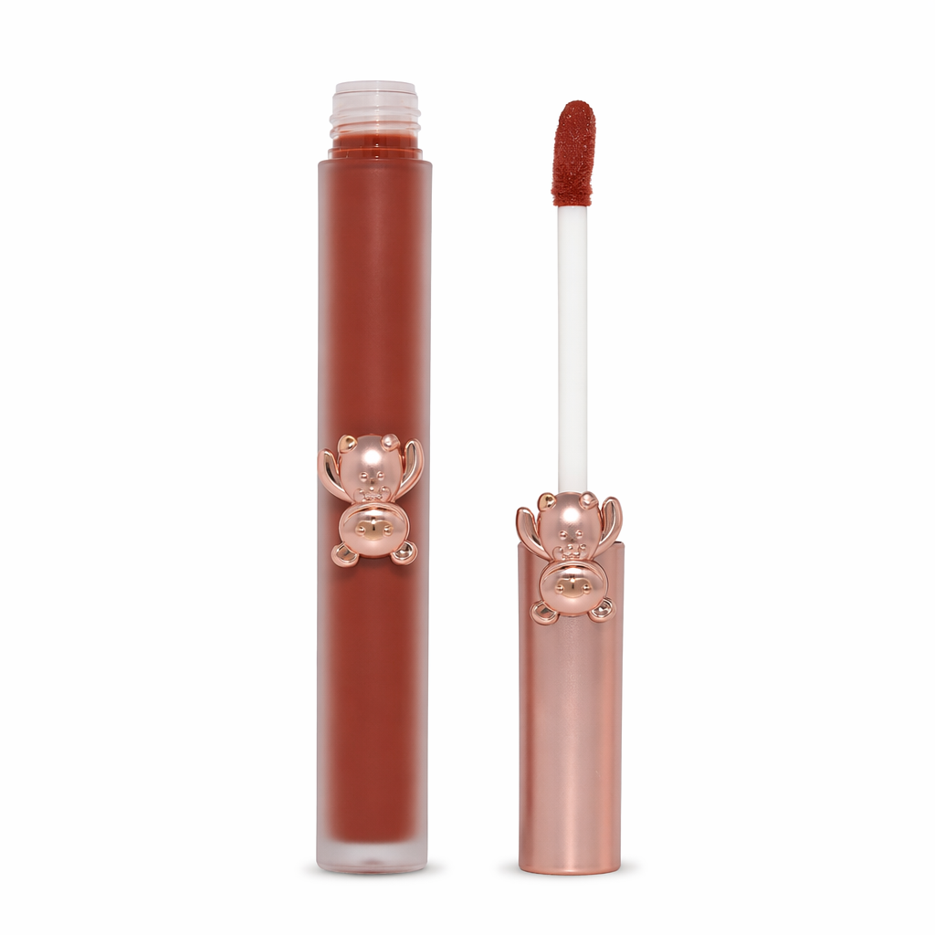 Matte Velvet Bear Liquid Lipstick in Adorable Rose Gold Packaging 6