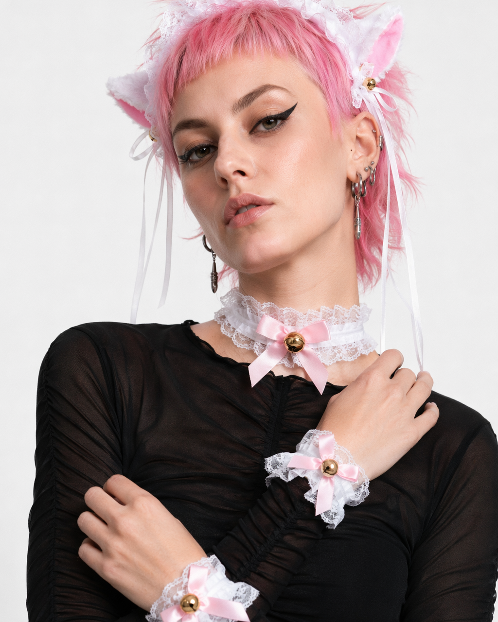 Neko Kitty Cat Complete Set with Headband, Collar, and Bracelets 5