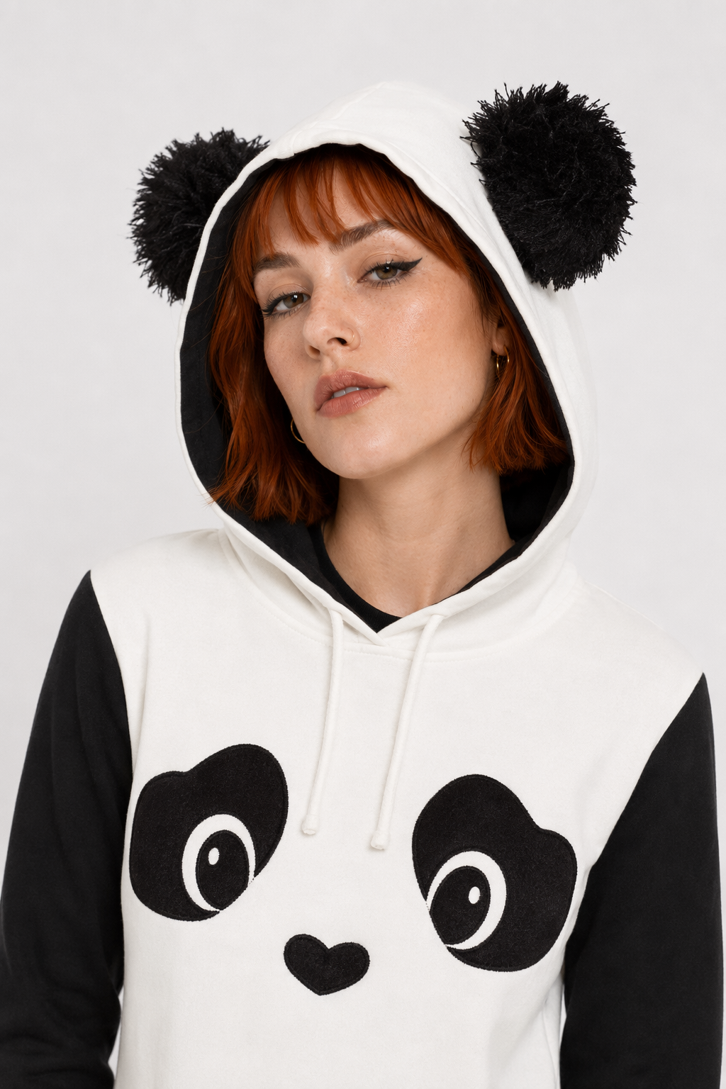Cute Panda Bear Inspired Hoodie with Fuzzy Ears and Warm Sleeves M