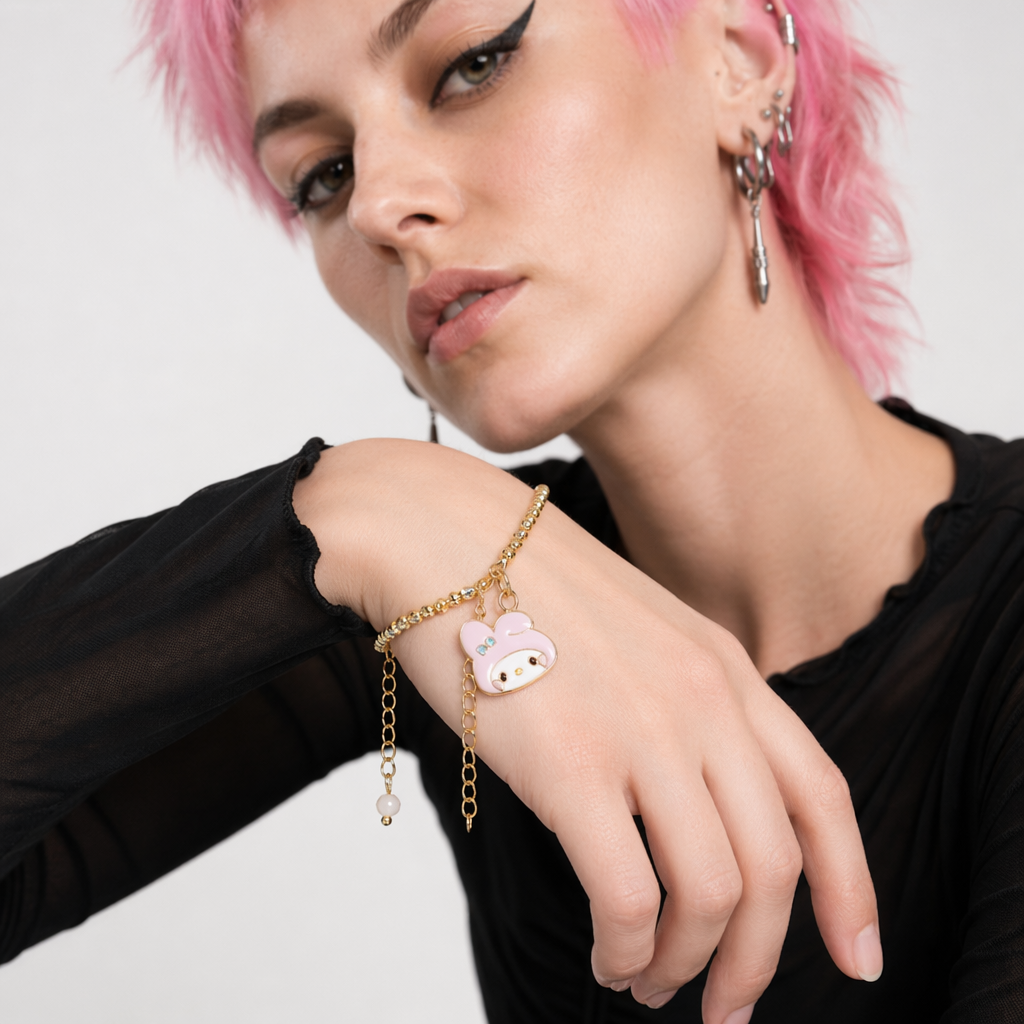Kawaii Beaded Bracelets Inspired by Sanrio Characters Pink Chain Melody