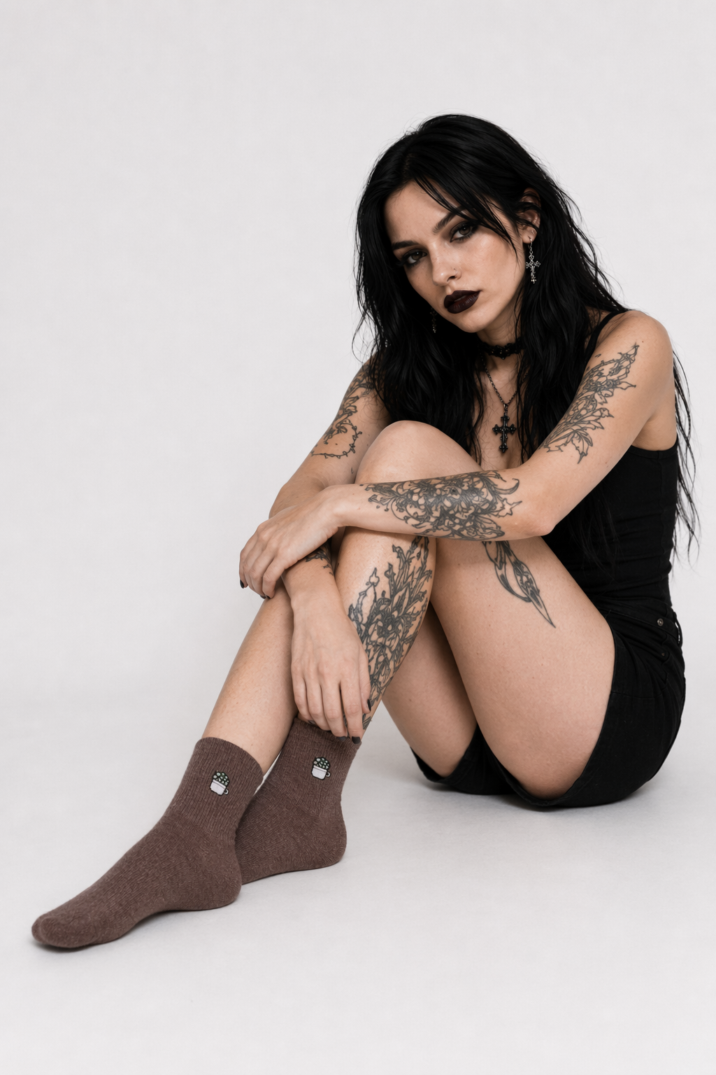 Adorable Kawaii Baby Dinosaur Socks for Cute Style Brown Succulent