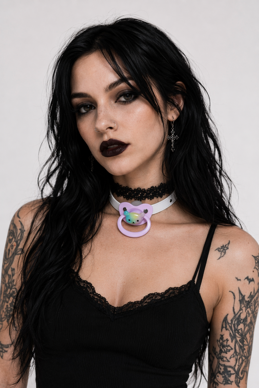 Cute Pacifier Choker Necklace in Various Adorable Designs Rainbow Bear