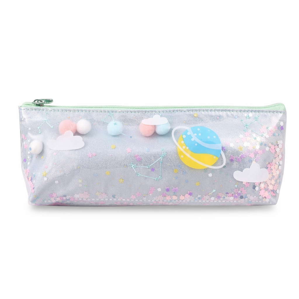 Milky Pastel Outer Space Pencil Cases for Galaxy Cosmetics Silver Planets