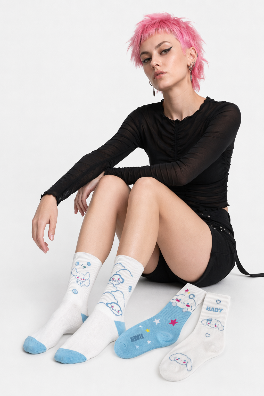 Sweet Puppy Sock Sets for Kawaii Enthusiasts 5pcs Set 1