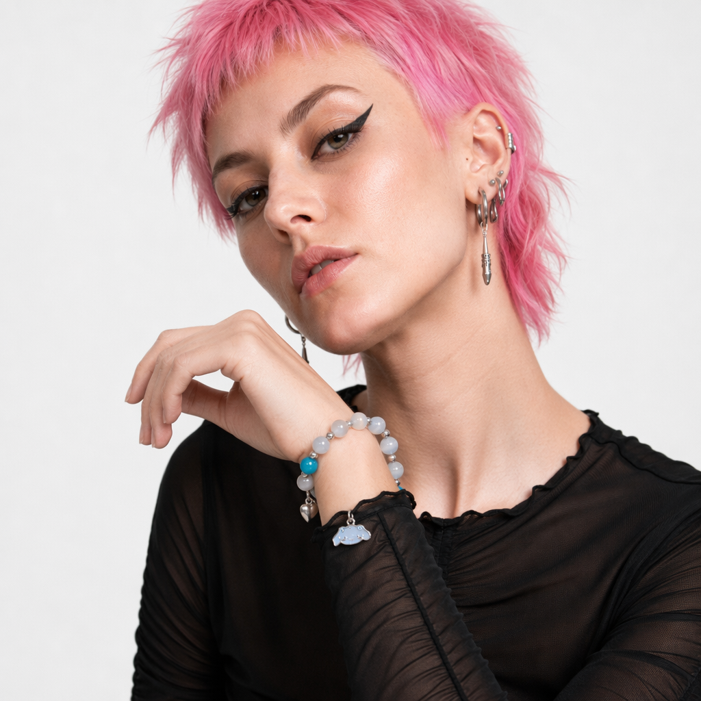 Kawaii Beaded Bracelets Inspired by Sanrio Characters Big Bead Blue Cinna