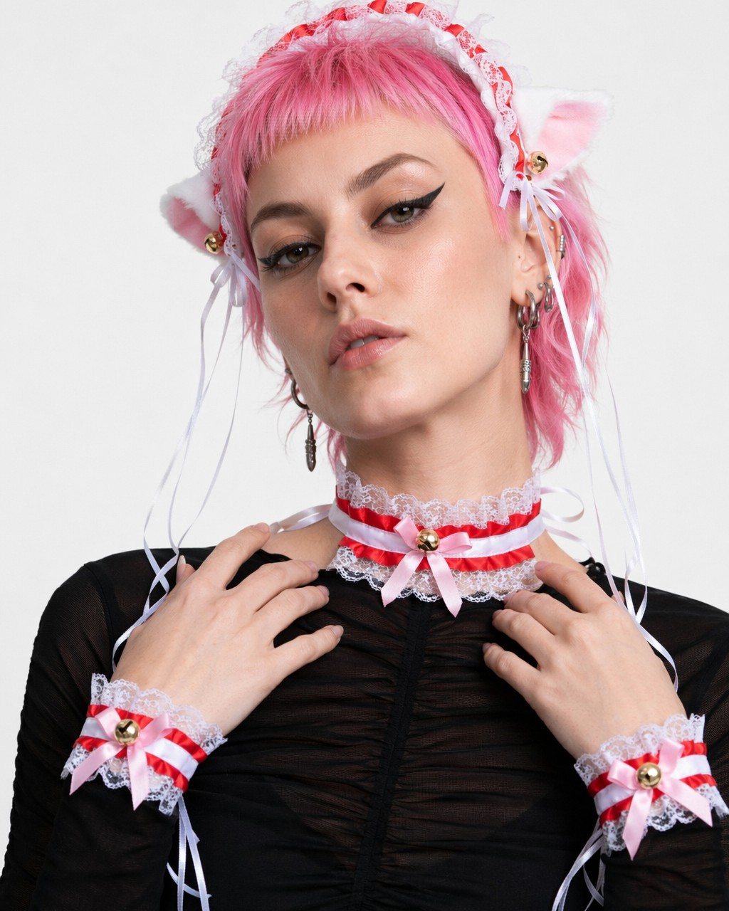Neko Kitty Cat Complete Set with Headband, Collar, and Bracelets 3