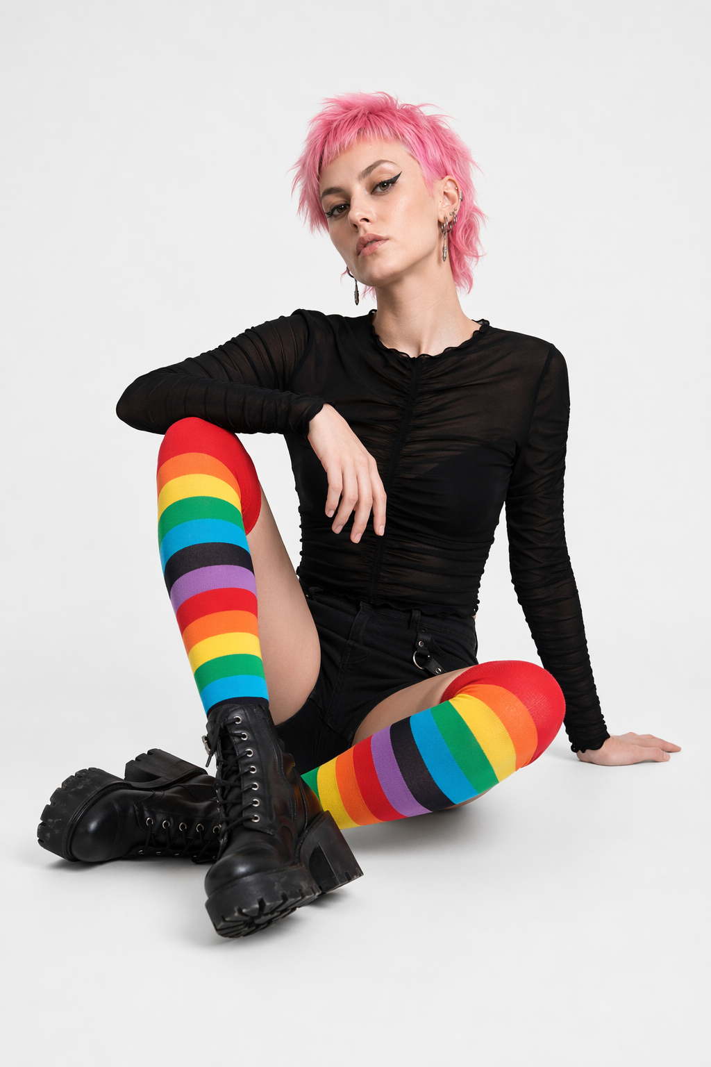 Vibrant Rainbow High Socks for Pride and Comfort Default Title