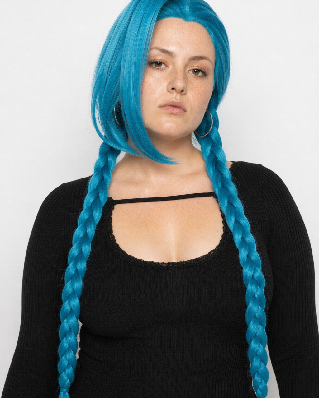 Arcane League of Legends Jinx Cosplay Blue Braid Wig 120cm long Jinx