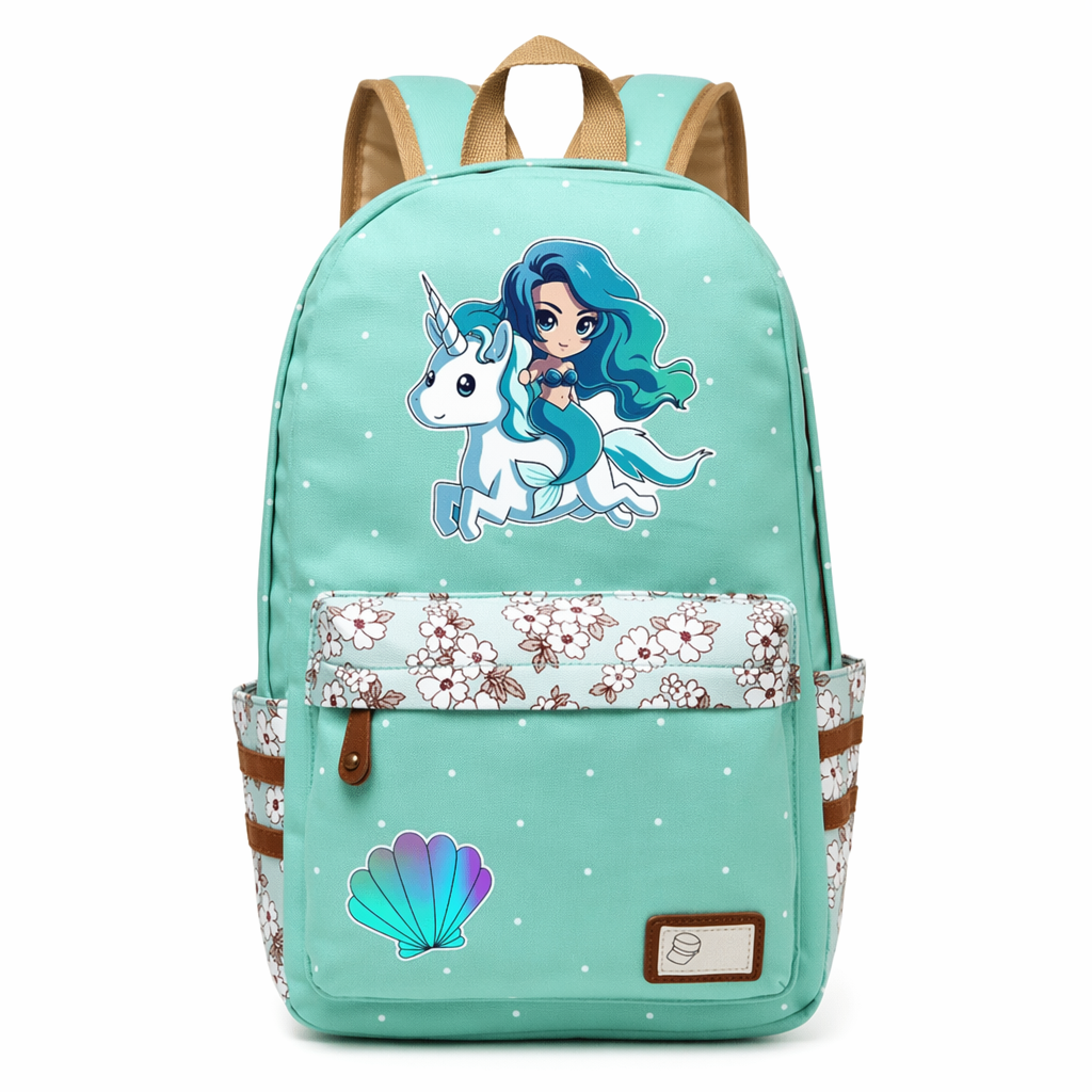 Kawaii Mermaid and Sea Creature Backpacks in Fun Designs Green 2