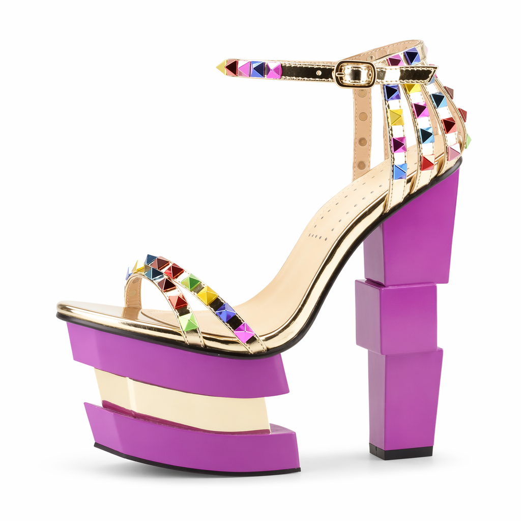 Luxury Geometric Platform Sandals with Jewel Embellishments 6