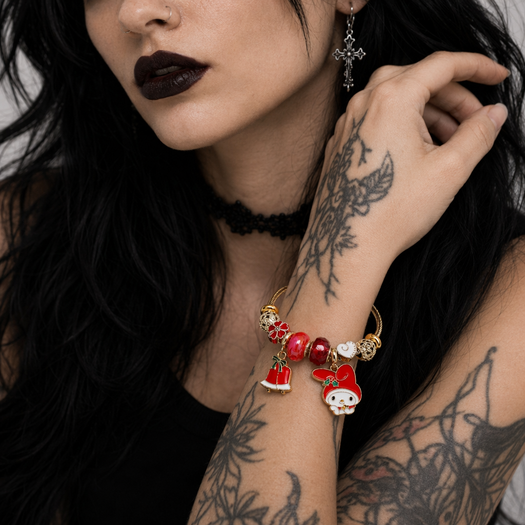Holiday Character Bangle Beaded Bracelets Featuring Kawaii Designs Melody