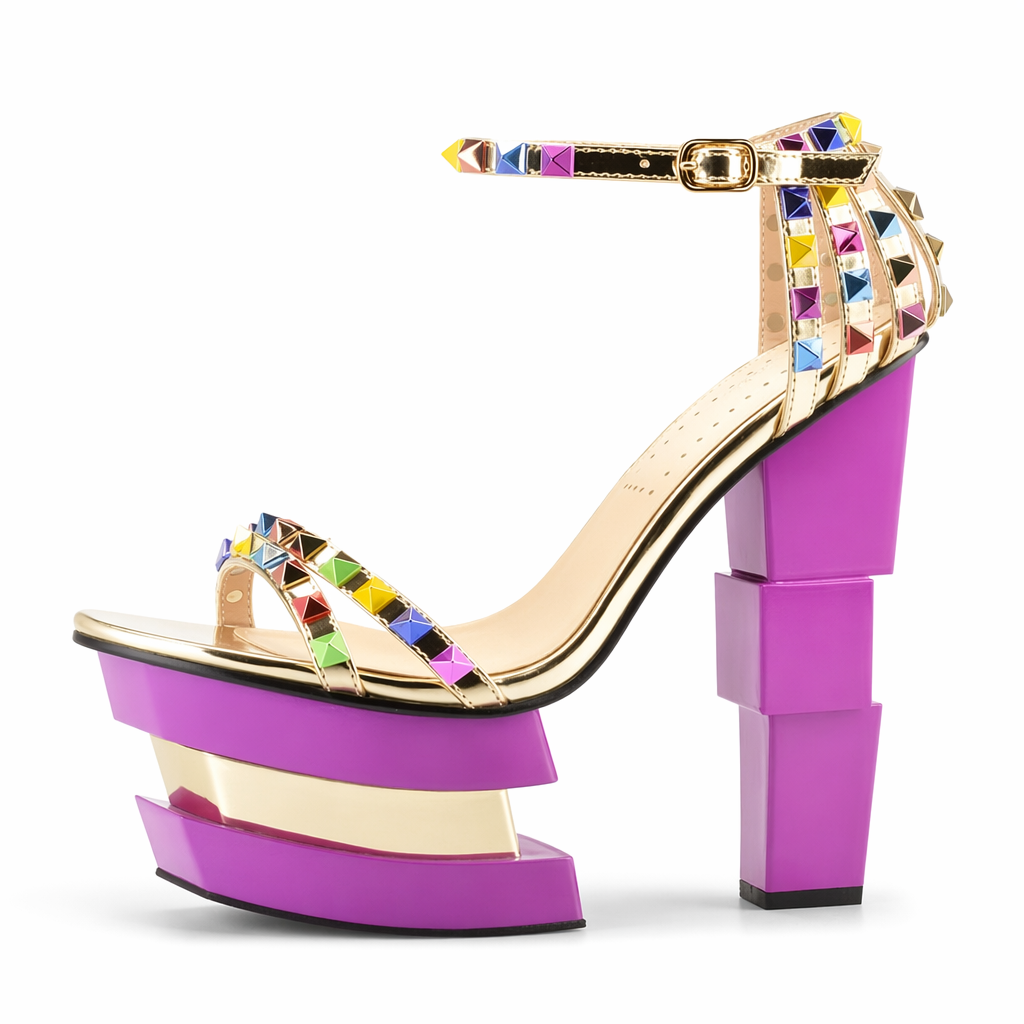 Luxury Geometric Platform Sandals with Jewel Embellishments 5