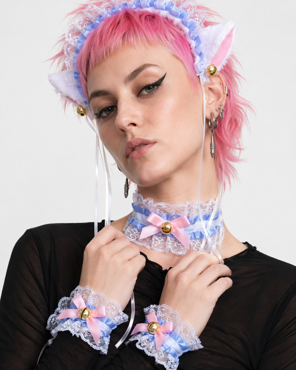 Neko Kitty Cat Complete Set with Headband, Collar, and Bracelets 4