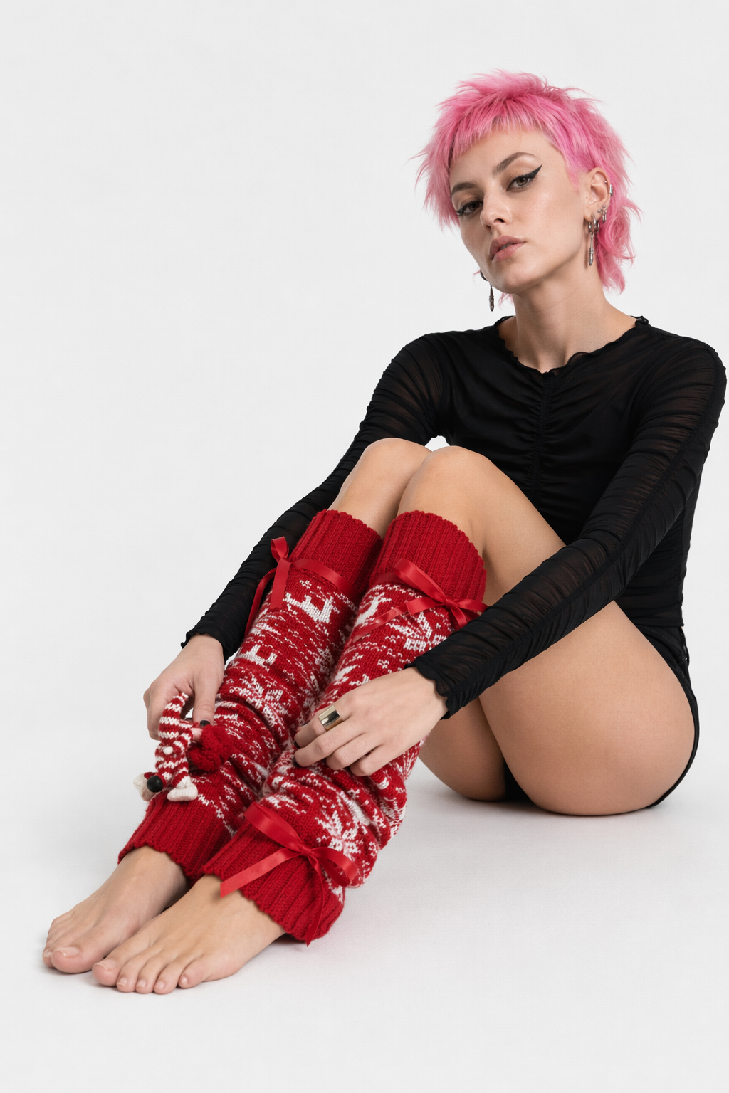 Christmas Leg Warmers for a Cozy Holiday Season Red