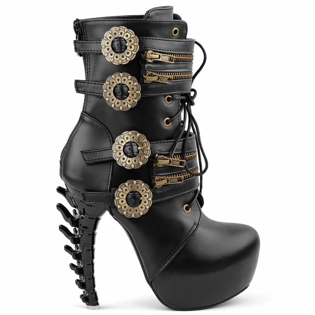 Elegant Steampunk Boots with Clockwork Wheels and Brass Accents 5