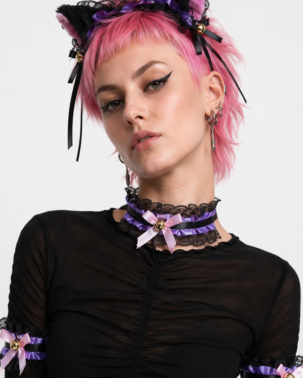 Neko Kitty Cat Complete Set with Headband, Collar, and Bracelets 12