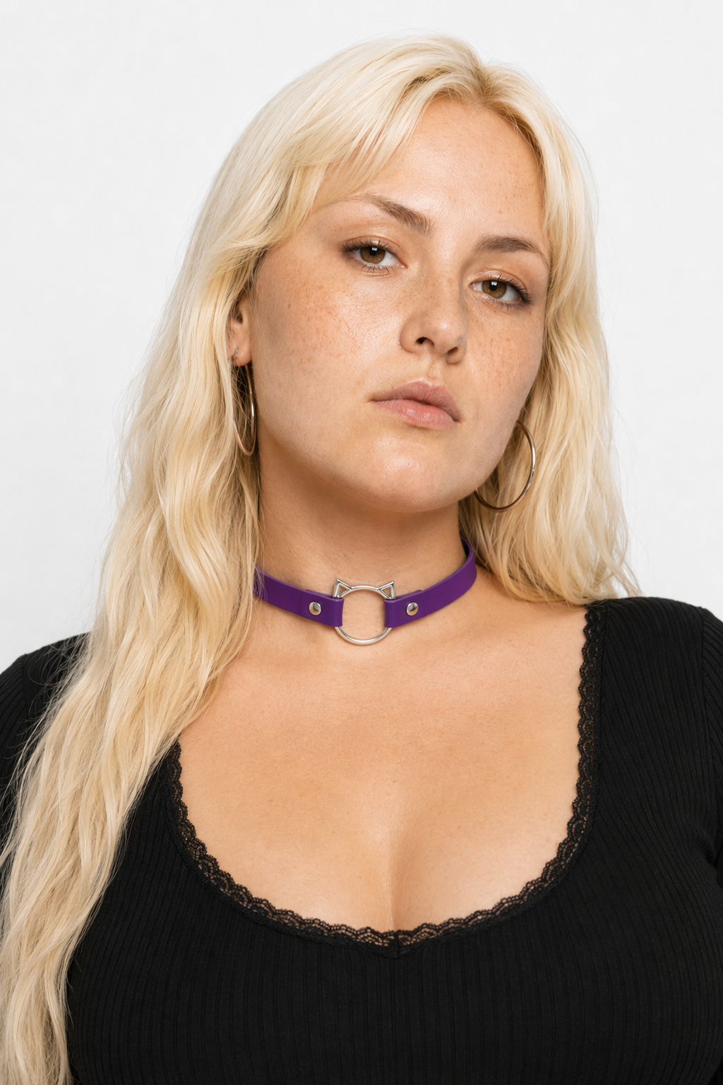 Kawaii Neko Cat Choker Necklace in Candy Colors Purple