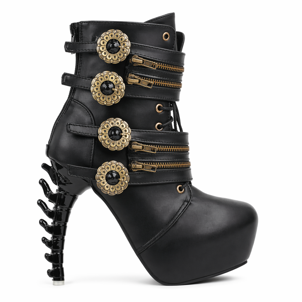 Elegant Steampunk Boots with Clockwork Wheels and Brass Accents 9