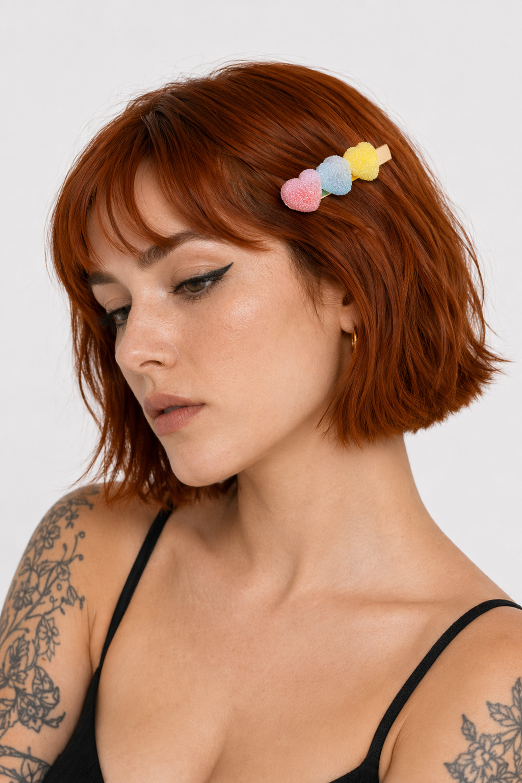 Handcrafted 3D Heart Shaped Sugar Candy Hair Clips Pink Blue Yellow