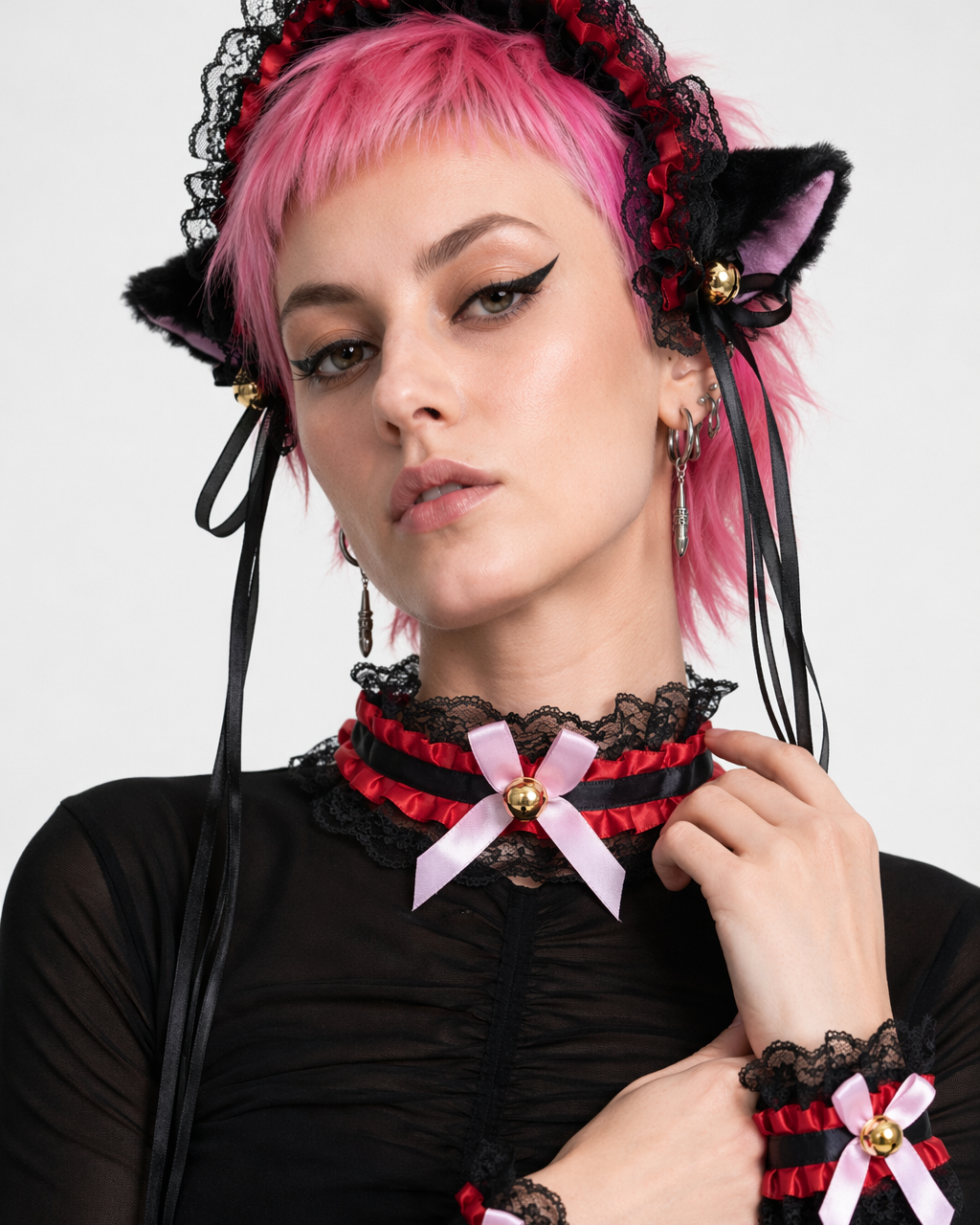 Neko Kitty Cat Complete Set with Headband, Collar, and Bracelets 9