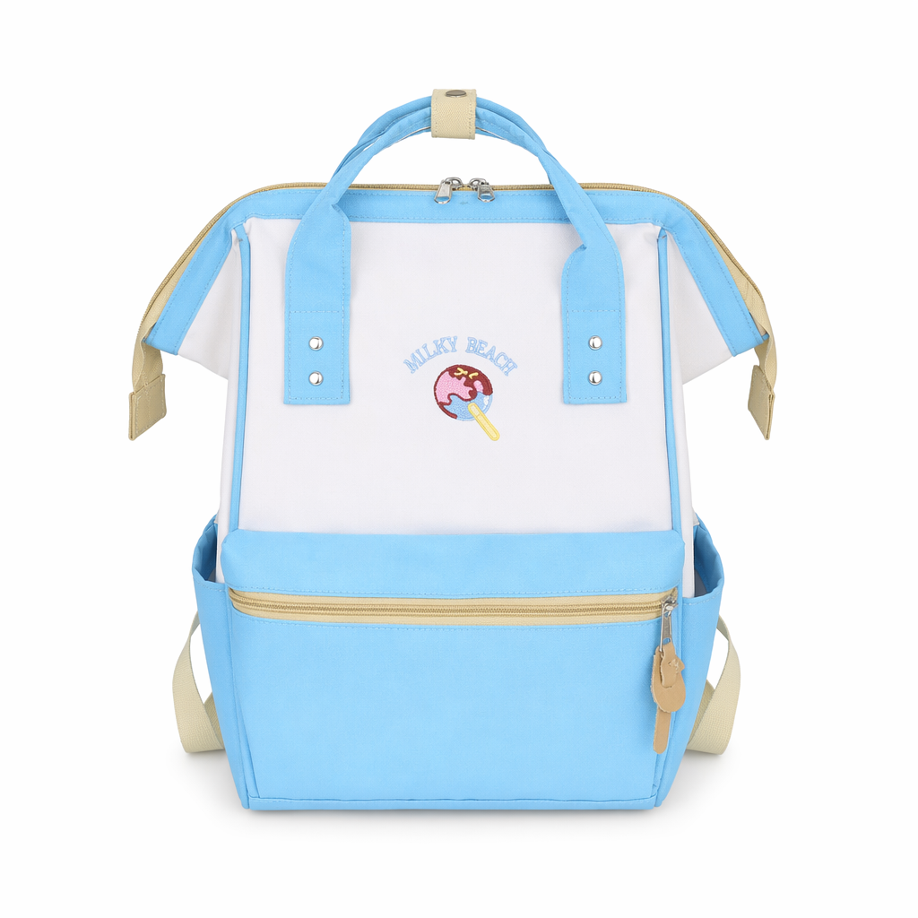 Strawberry Milk Kawaii Backpack for Stylish Everyday Wear Blue Milk