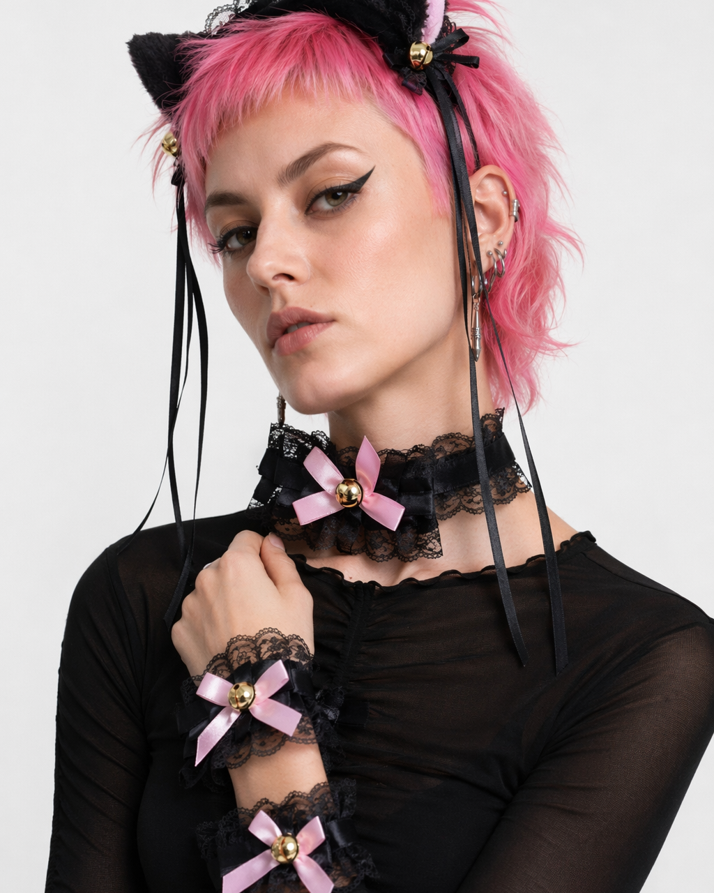 Neko Kitty Cat Complete Set with Headband, Collar, and Bracelets 11