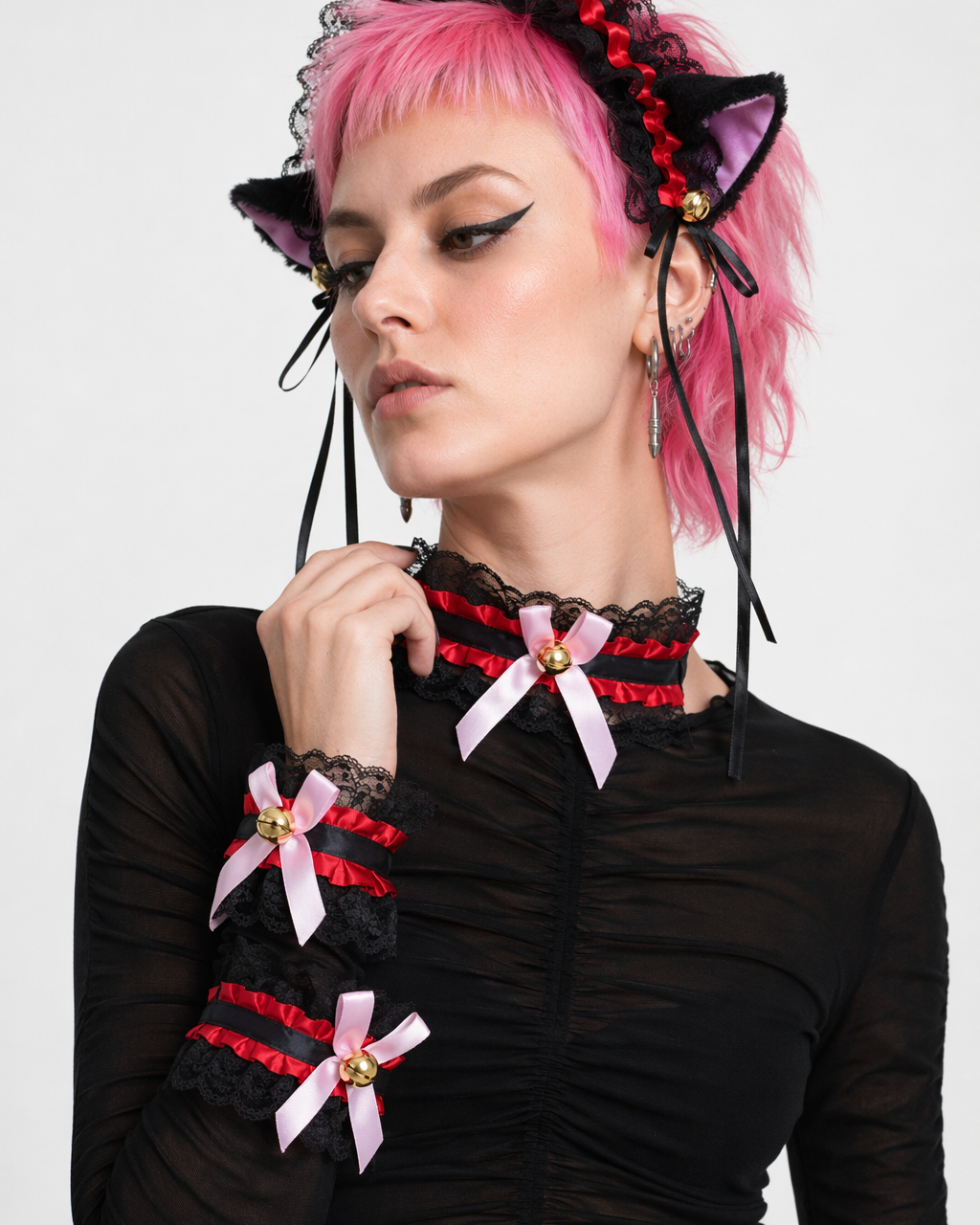 Neko Kitty Cat Complete Set with Headband, Collar, and Bracelets 9