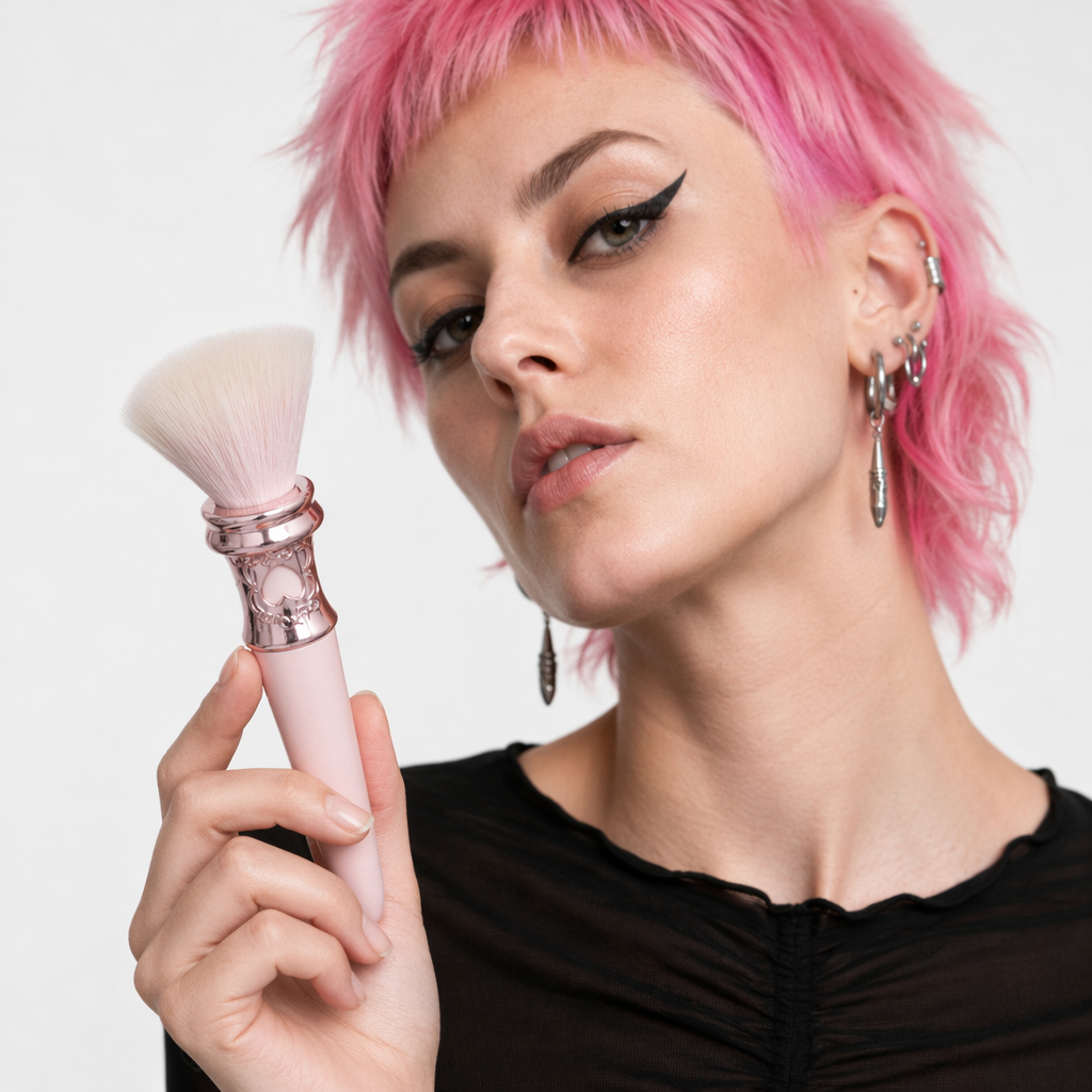 Mystical Unicorn Wool Stipple Brushes for Luxurious Makeup Application Pink