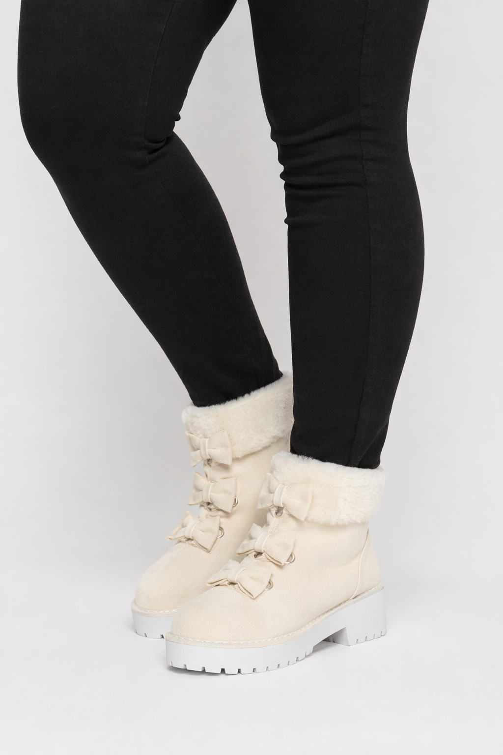 Perfectly Precious Sweet Lolita Faux Fur Ankle Booties Beige