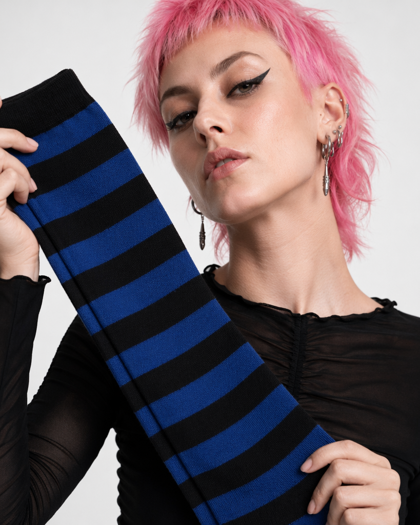Thigh High Lolita Style Socks with Quality Elastic Comfort Dark blue