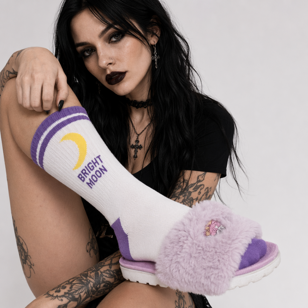 Cute Fairy Kei Moon Socks for Magical Girl Anime Aesthetic Yellow Moon