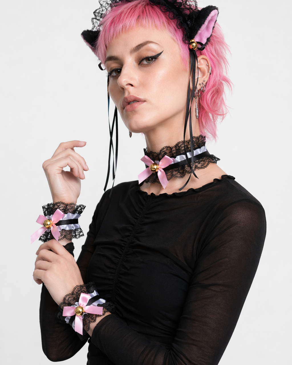 Neko Kitty Cat Complete Set with Headband, Collar, and Bracelets 7