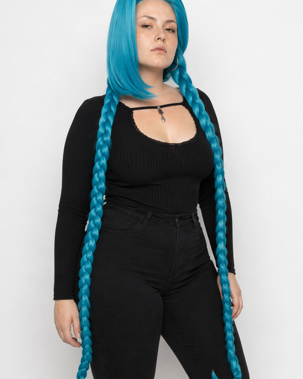 Arcane League of Legends Jinx Cosplay Blue Braid Wig 120cm long Jinx