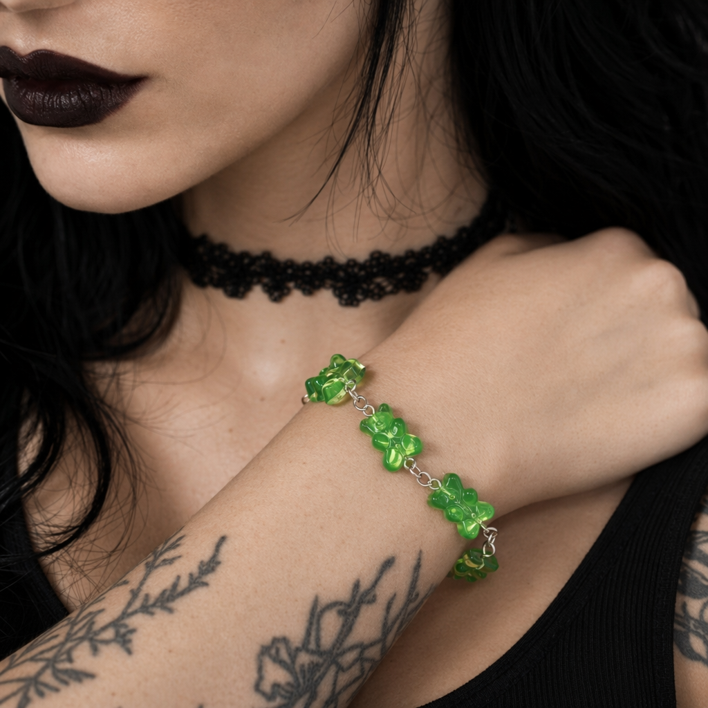 Gummy Bear Resin Bracelets for a Sweet Style Upgrade Green Bracelet